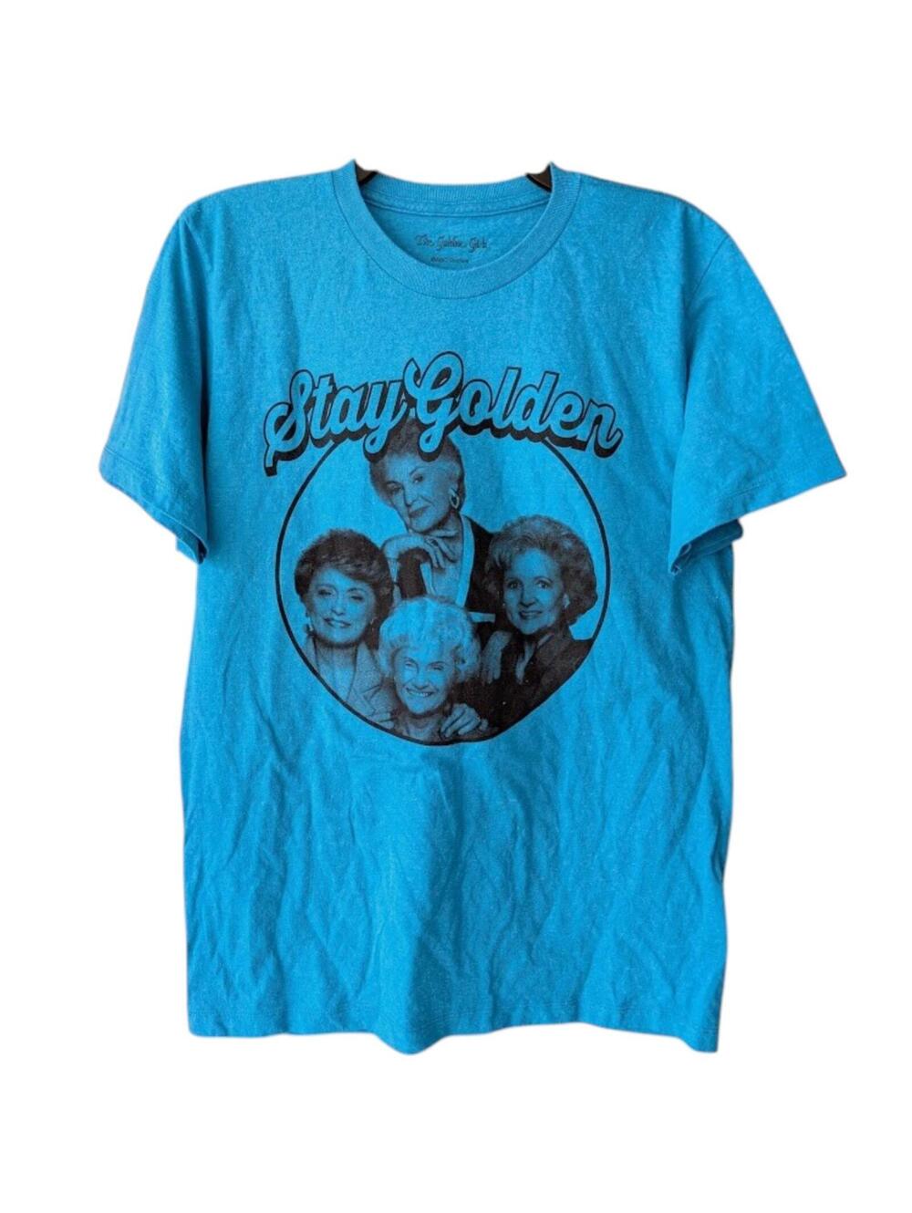 The Golden Girls Shirt Medium Blue Stay Golden Retro TV Show Graphic Tee Funny
